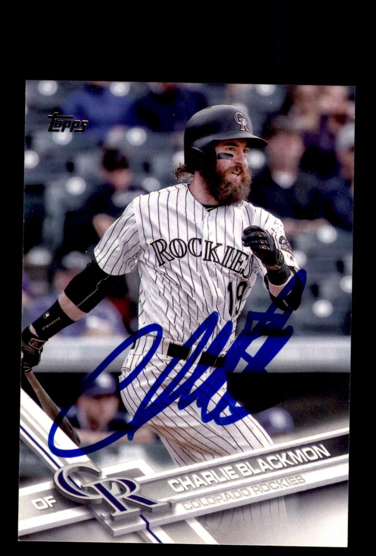 Signed Baseball Card Auto 2017 Topps #265 Charlie Blackmon Colorado Rockies