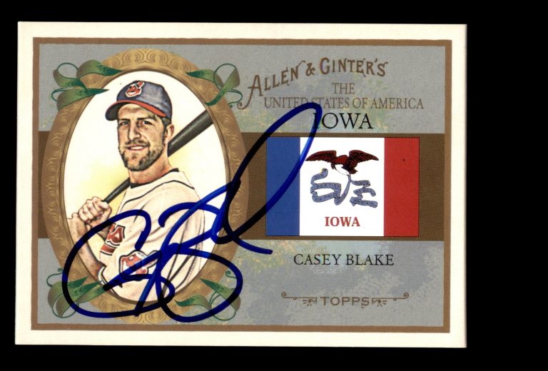 Signed Baseball Card Auto 2008 Allen & Ginter #US15 Casey Blake *Crease