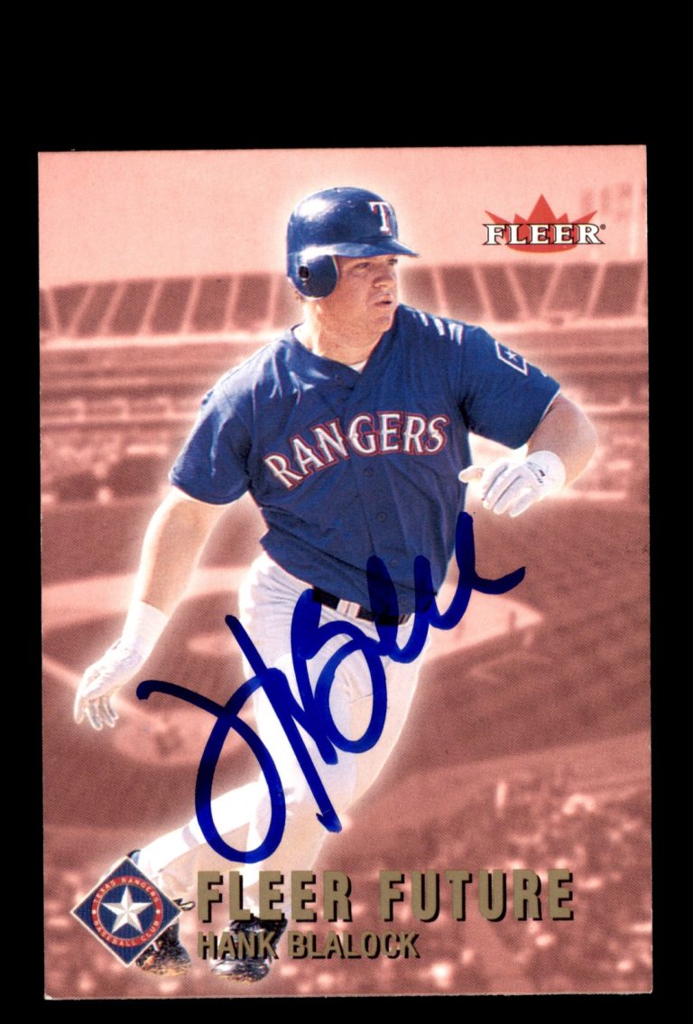 Signed Baseball Card Auto 2002 Fleer #530 Hank Blalock Texas Rangers