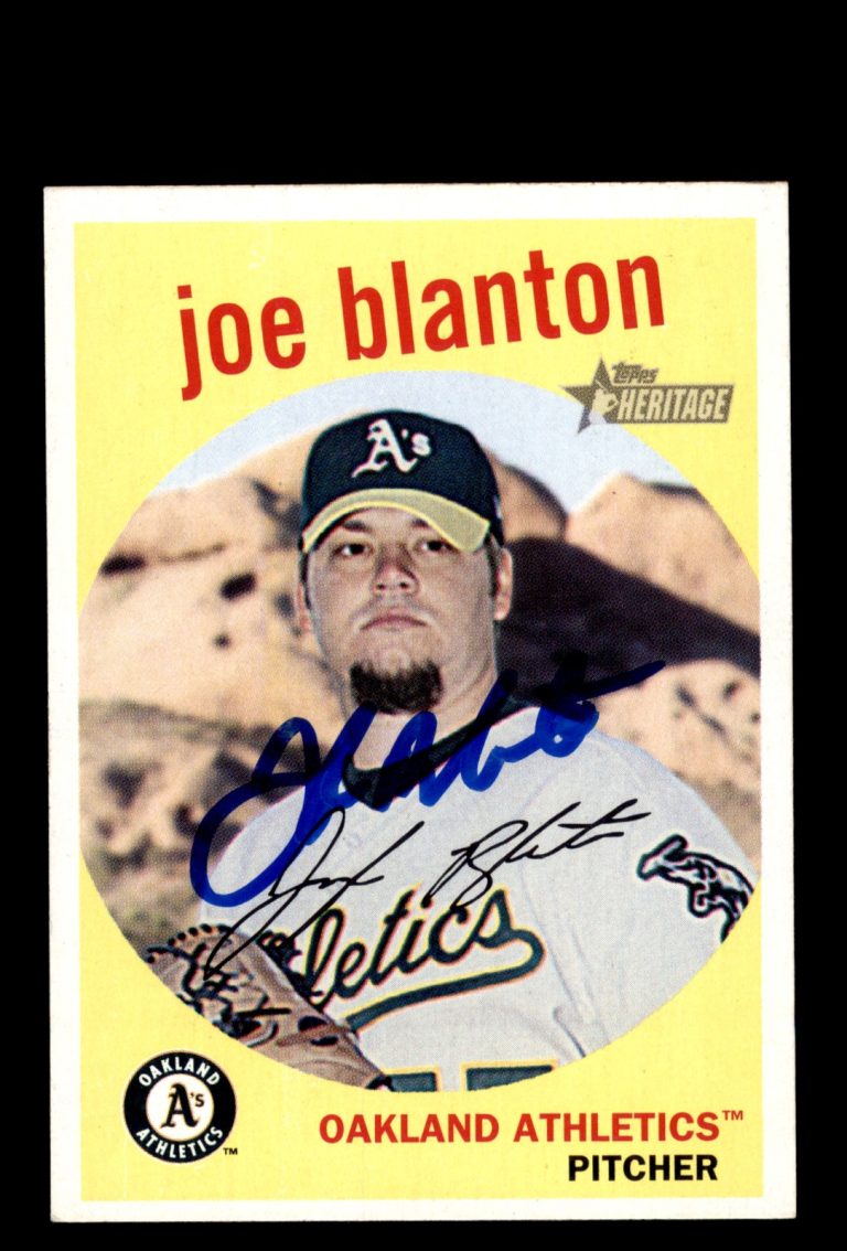 Signed Baseball Card Auto 2008 Topps Heritage #396 Joe Blanton Oakland Athletics