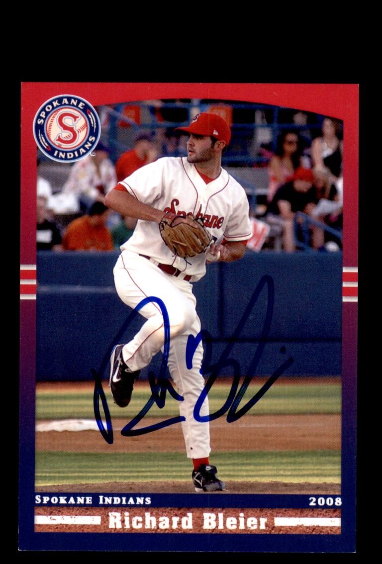 Signed Baseball Card Auto 2008 Grandstand Spokane Indians Richard Bleier