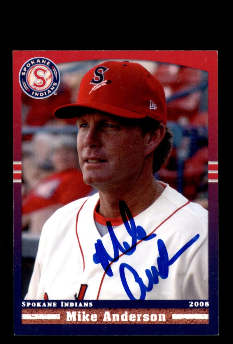 Signed Baseball Card Auto 2008 Grandstand Spokane Indians #1 Mike Anderson