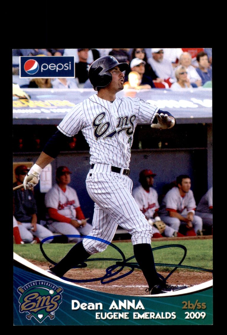Signed Baseball Card Auto 2009 Grandstand Eugene Emeralds Dean Anna
