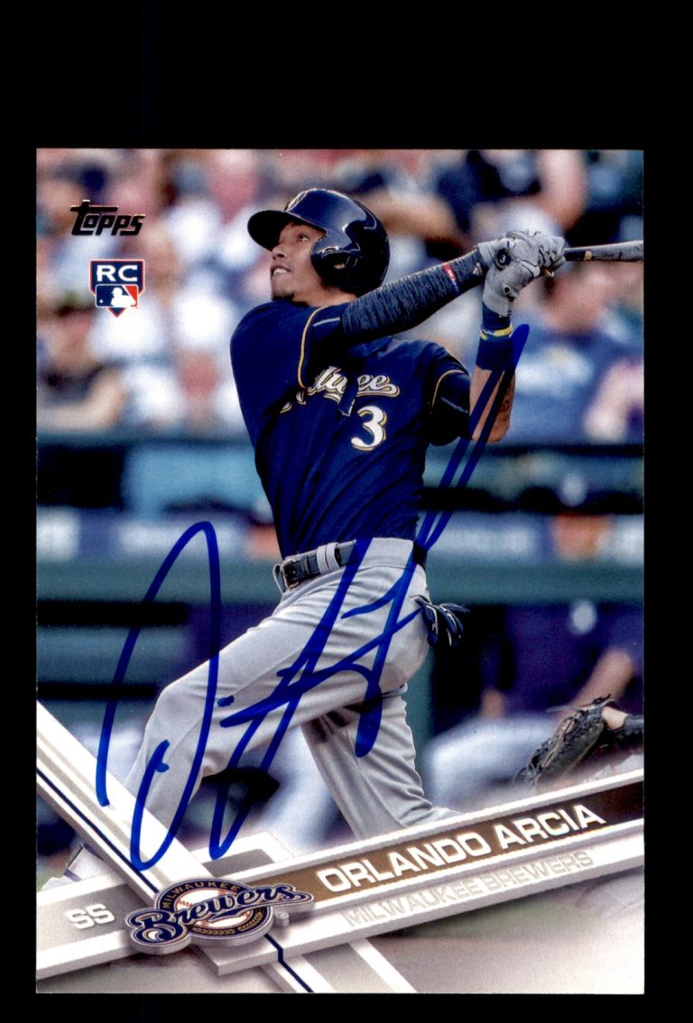 Signed Baseball Card Auto 2017 Topps #255 Orlando Arcia Milwaukee Brewers
