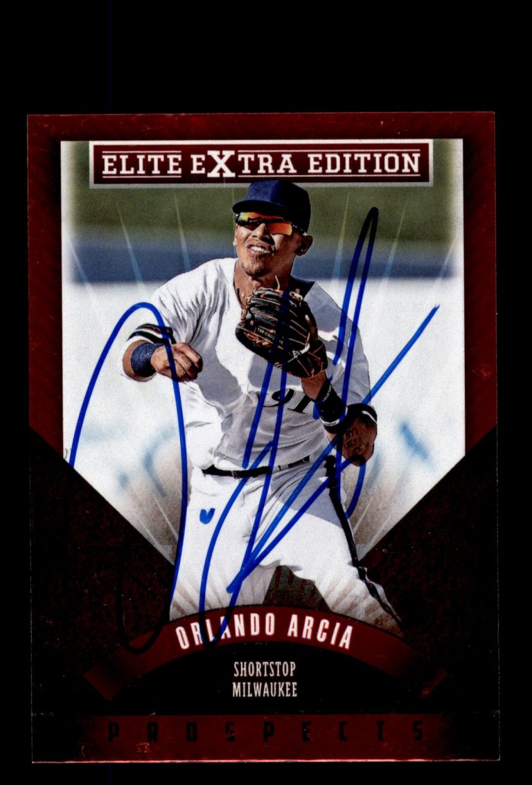 Signed Baseball Card Auto 2015 Panini Elite #139 Orlando Arcia In Person
