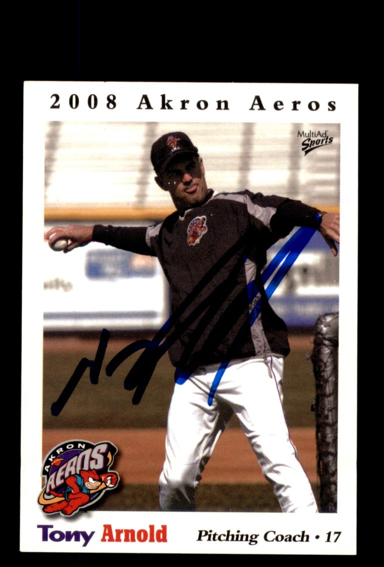 Signed Baseball Card Auto 2008 MultiAd Akron Aeros #25 Tony Arnold Akron Aeros