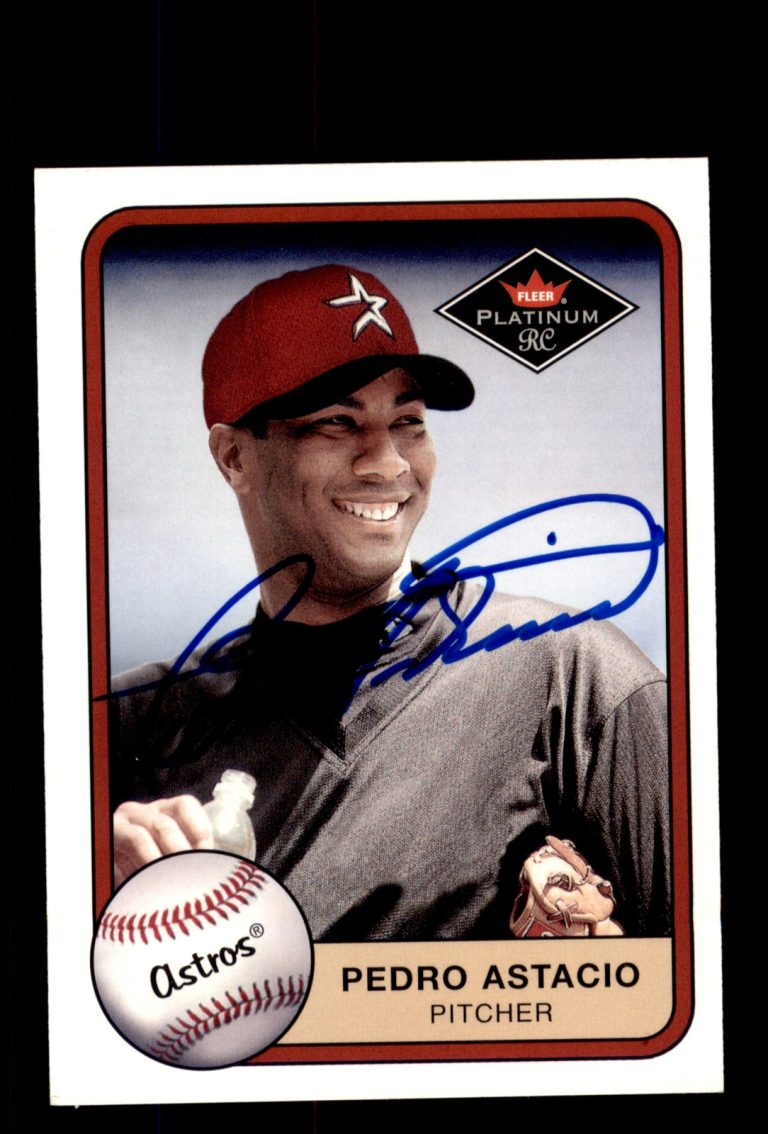 Signed Baseball Card Auto 2001 Fleer Platinum #385 Pedro Astacio Houston Astros
