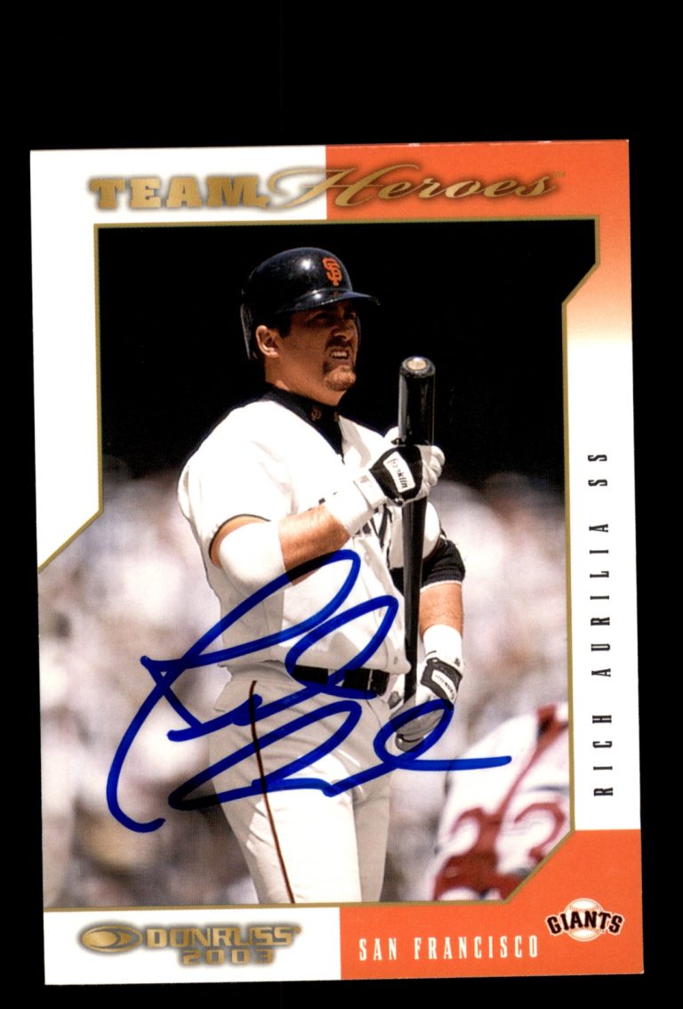 Signed Baseball Card Auto 2003 Donruss Team Heroes #436 Rich Aurilia Giants