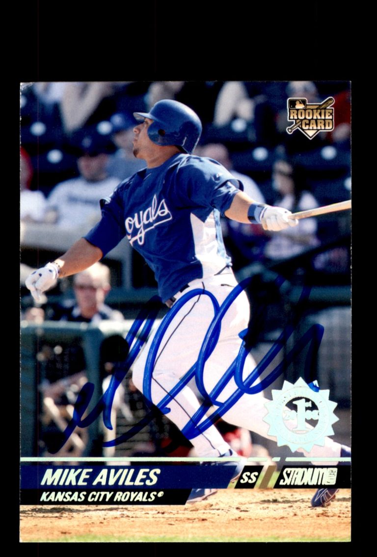 Signed Baseball Card Auto 2008 Stadium Club #141 Mike Aviles Royals 1st Day