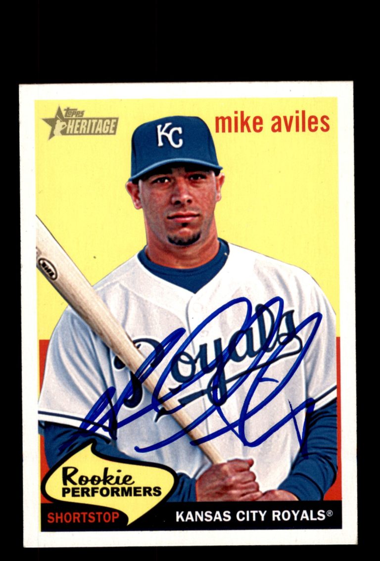 Signed Baseball Card Auto 2008 Topps Heritage #RP2 Mike Aviles KC Royals