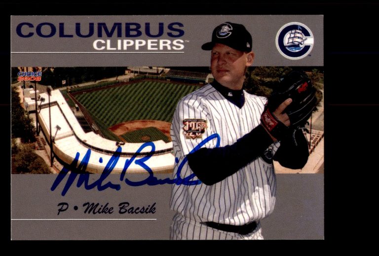 Signed Baseball Card Auto 2008 Choice Columbus Clippers #1 Mike Bacsik Jr.