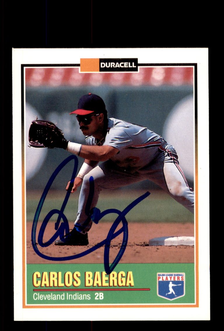 Signed Baseball Card Auto 1993 Duracell #15 Carlos Baerga Cleveland Indians