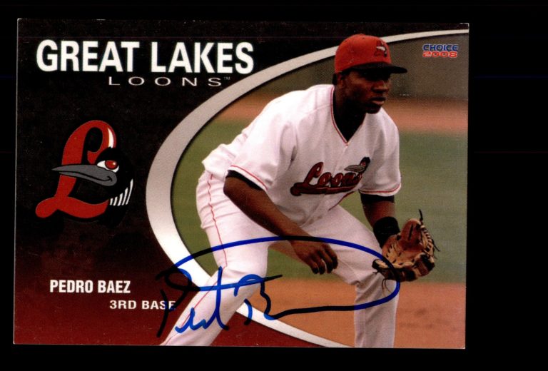 Signed Baseball Card Auto 2008 Choice Great Lakes Loons #02 Pedro Baez