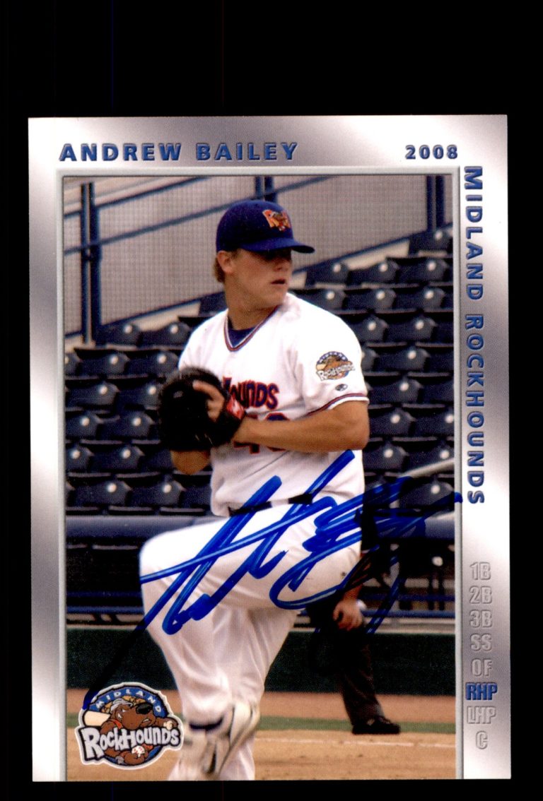 Signed Baseball Card Auto 2008 Choice Midland RockHounds Andrew Bailey