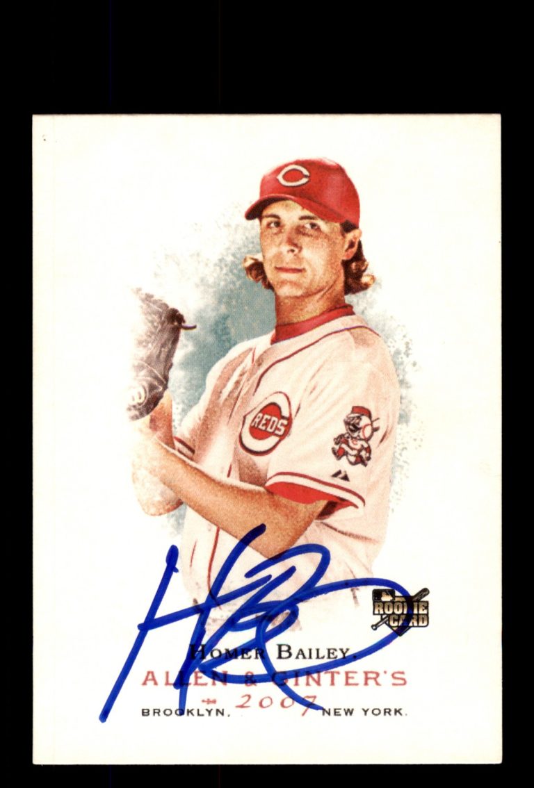 Signed Baseball Card Auto 2007 Topps Allen & Ginter A&G #114 Homer Bailey Reds