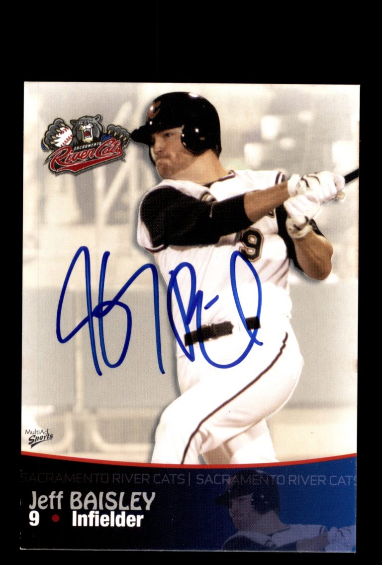 Signed Baseball Card Auto 2009 MultiAd Sacramento River Cats #2 Jeff Baisley