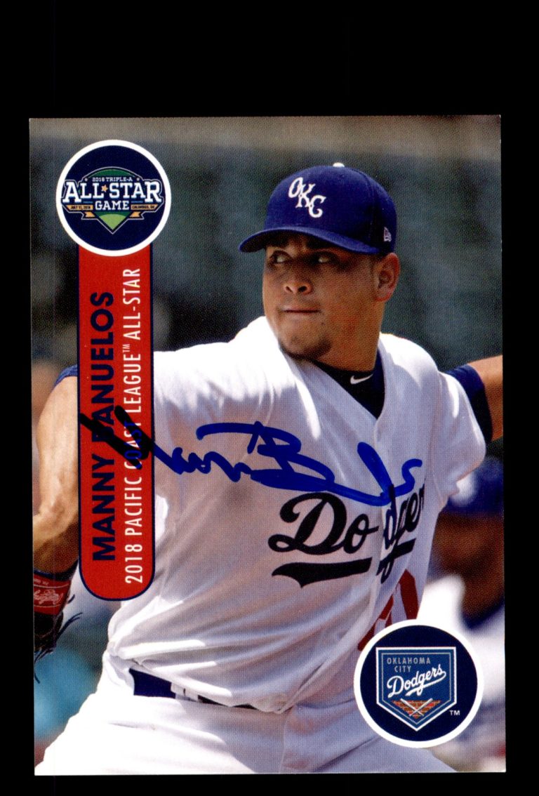 Signed Baseball Card Auto 2018 Pacific Coast League All Star Manny Banuelos