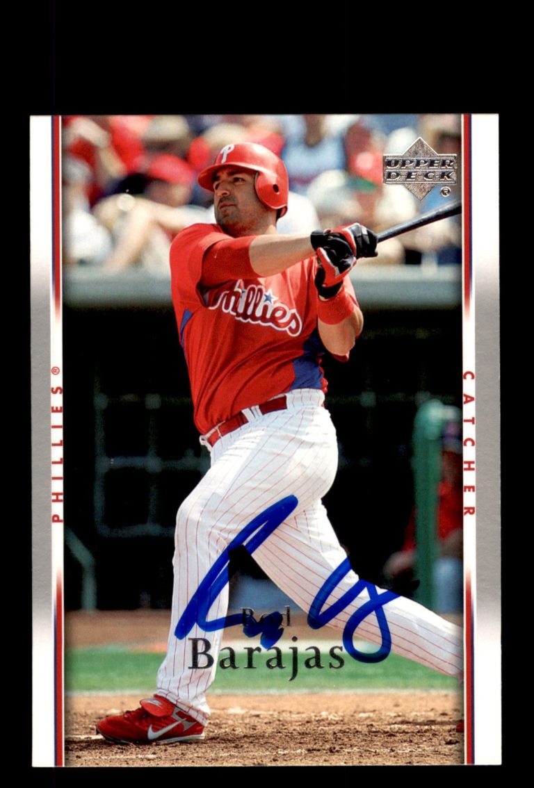 Signed Baseball Card Auto 2007 Upper Deck #873 Rod Barajas Philadelphia Phillies