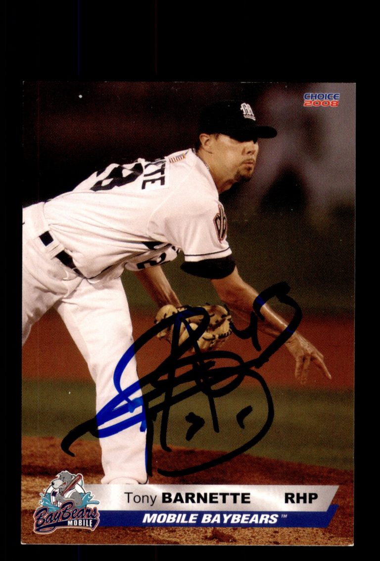 Signed Baseball Card Auto 2008 Choice Mobile BayBears #02 Tony Barnette