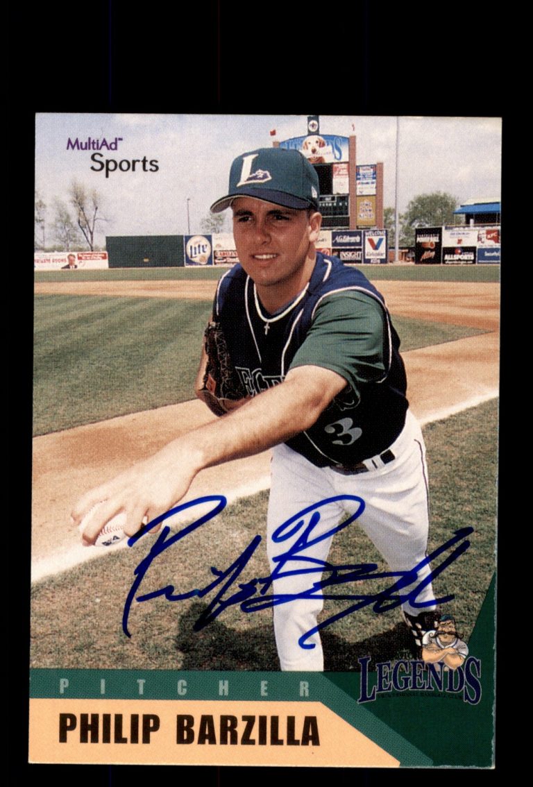 Signed Baseball Card Auto 2002 MultiAd Lexington Legends #5 Philip Barzilla