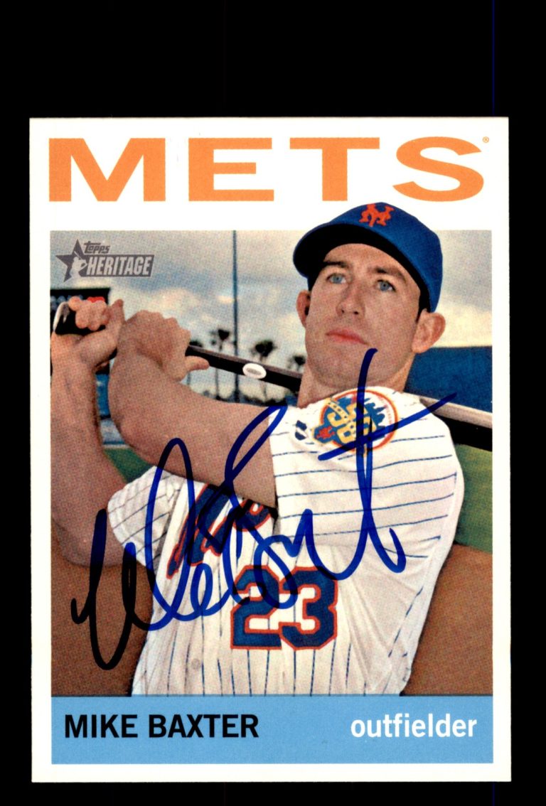 Signed Baseball Card Auto 2013 Topps Heritage #392 Mike Baxter New York Mets