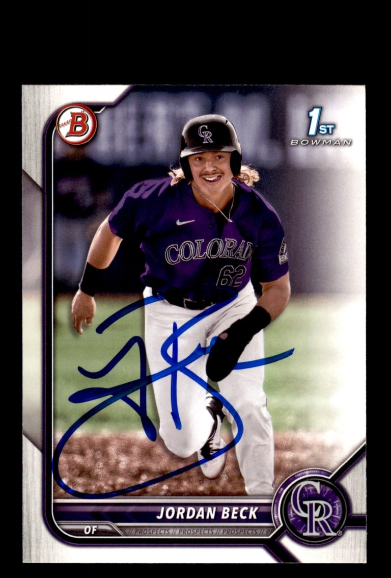 Signed Baseball Card Auto 2022 Bowman Draft #BD-34 Jordan Beck Colorado Rockies