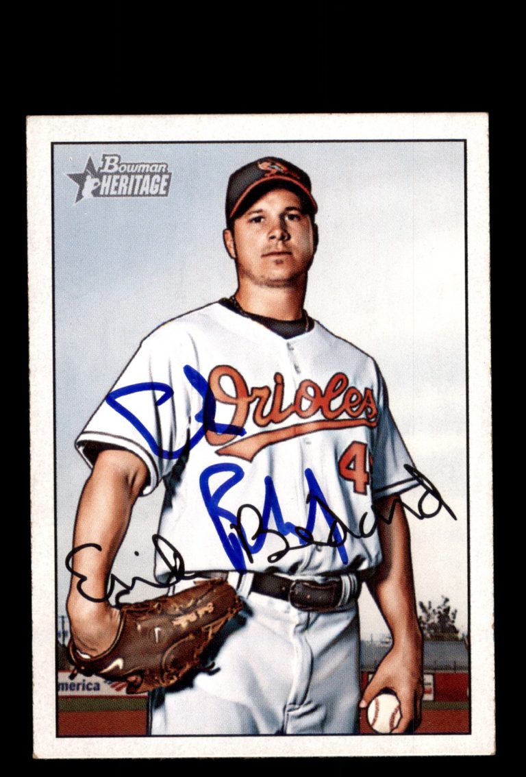Signed Baseball Card Auto 2007 Bowman Heritage #107 Erik Bedard Orioles