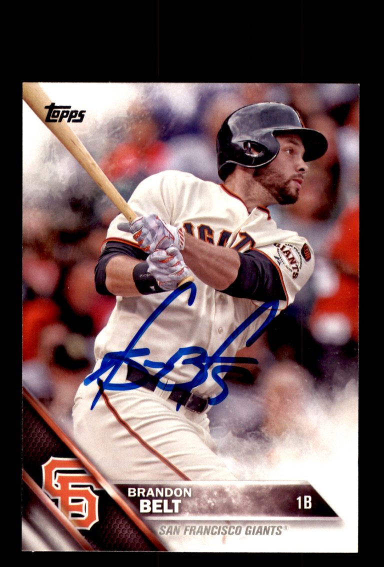 Signed Baseball Card Auto 2016 Topps #424 Brandon Belt San Francisco Giants
