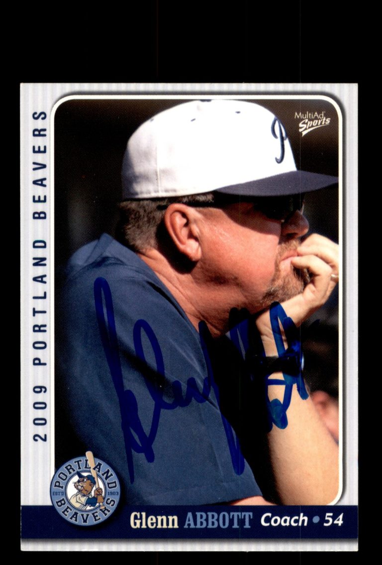 Signed Baseball Card Auto 2009 MultiAd Portland Beavers #7 Glenn Abbott