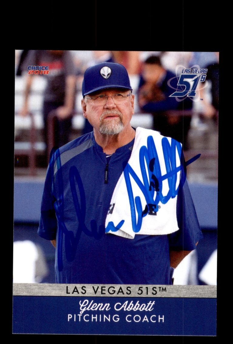 Signed Baseball Card Auto 2018 Choice Las Vegas 51s #28 Glenn Abbott