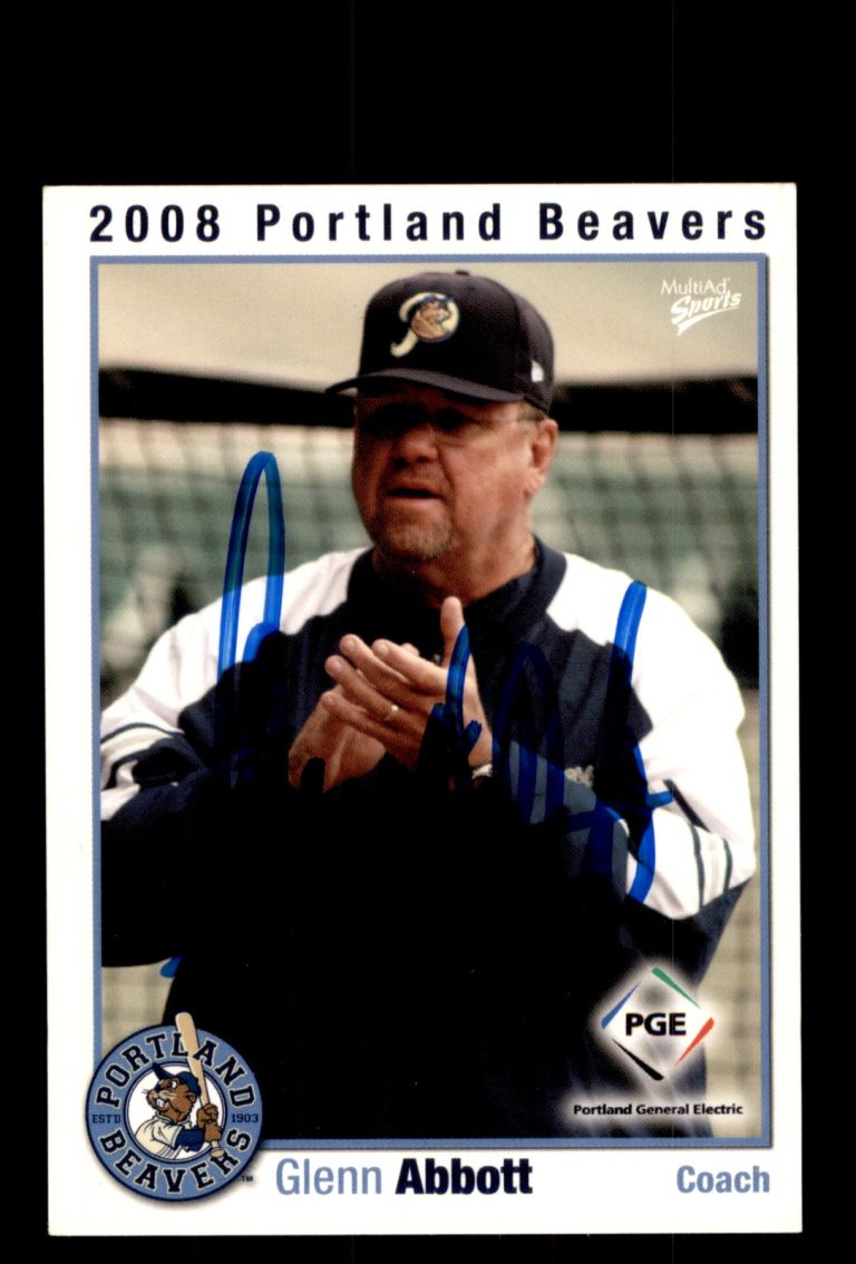 Signed Baseball Card Auto 2008 MultiAd Portland Beavers #17 Glenn Abbott