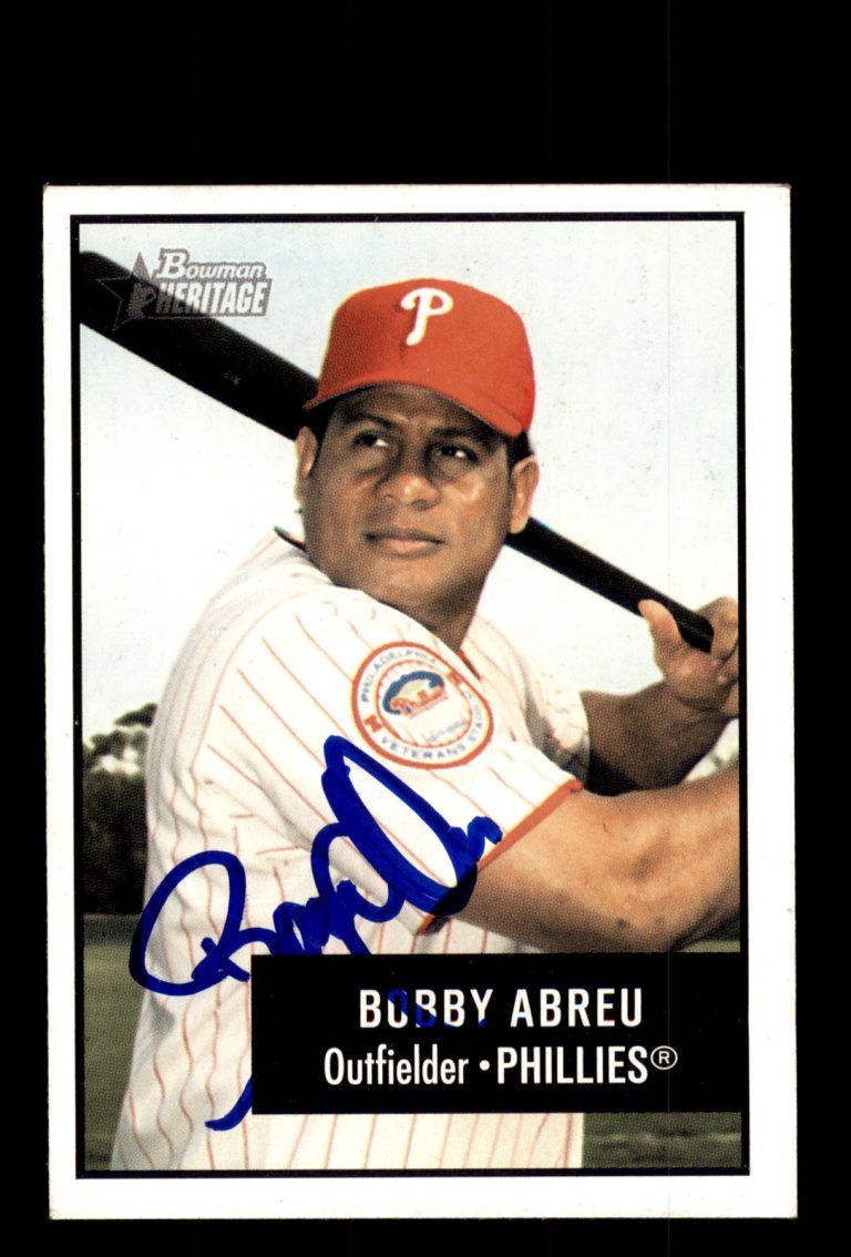 Signed Baseball Card Auto 2003 Bowman Heritage #80 Bobby Abreu Phillies