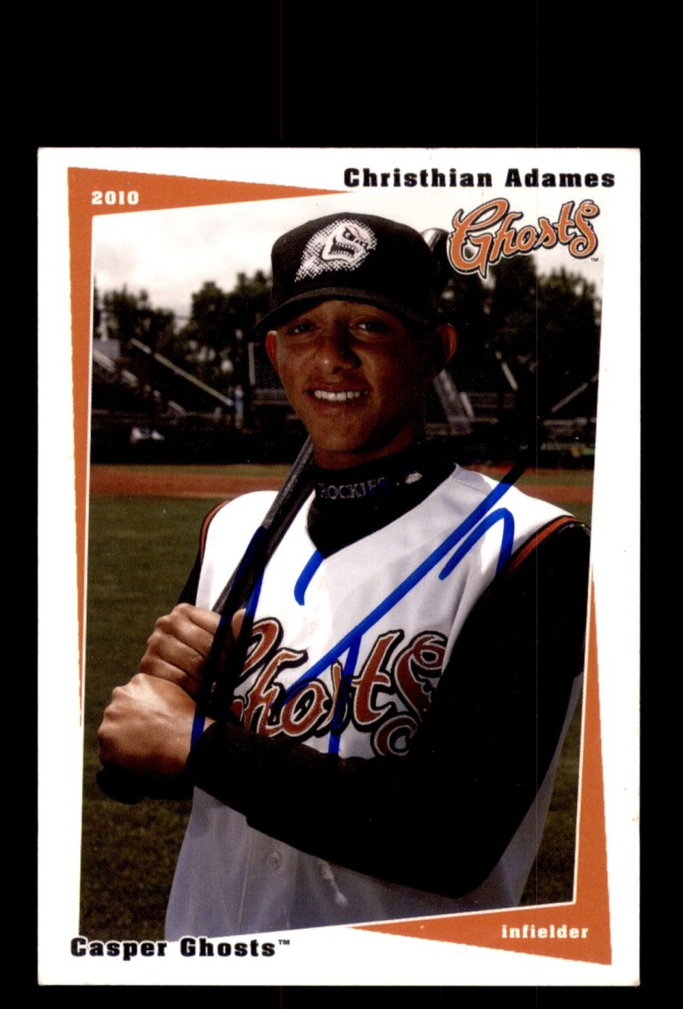 Signed Baseball Card Auto 2010 Grandstand Casper Ghosts Christhian Adames