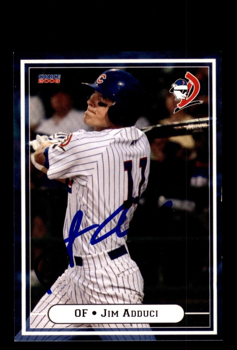 Signed Baseball Card Auto 2008 Choice Daytona Cubs #01 Jim Adduci