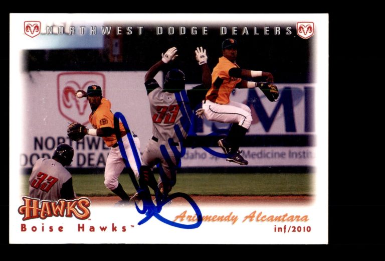 Signed Baseball Card Auto 2010 Grandstand Boise Hawks Arismendy Alcantara