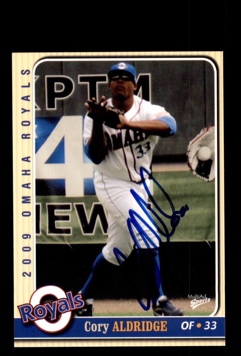Signed Baseball Card Auto 2009 MultiAd Omaha Royals #2 Cory Aldridge