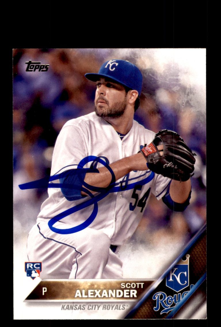Signed Baseball Card Auto 2016 Topps #366 Scott Alexander Kansas City Royals