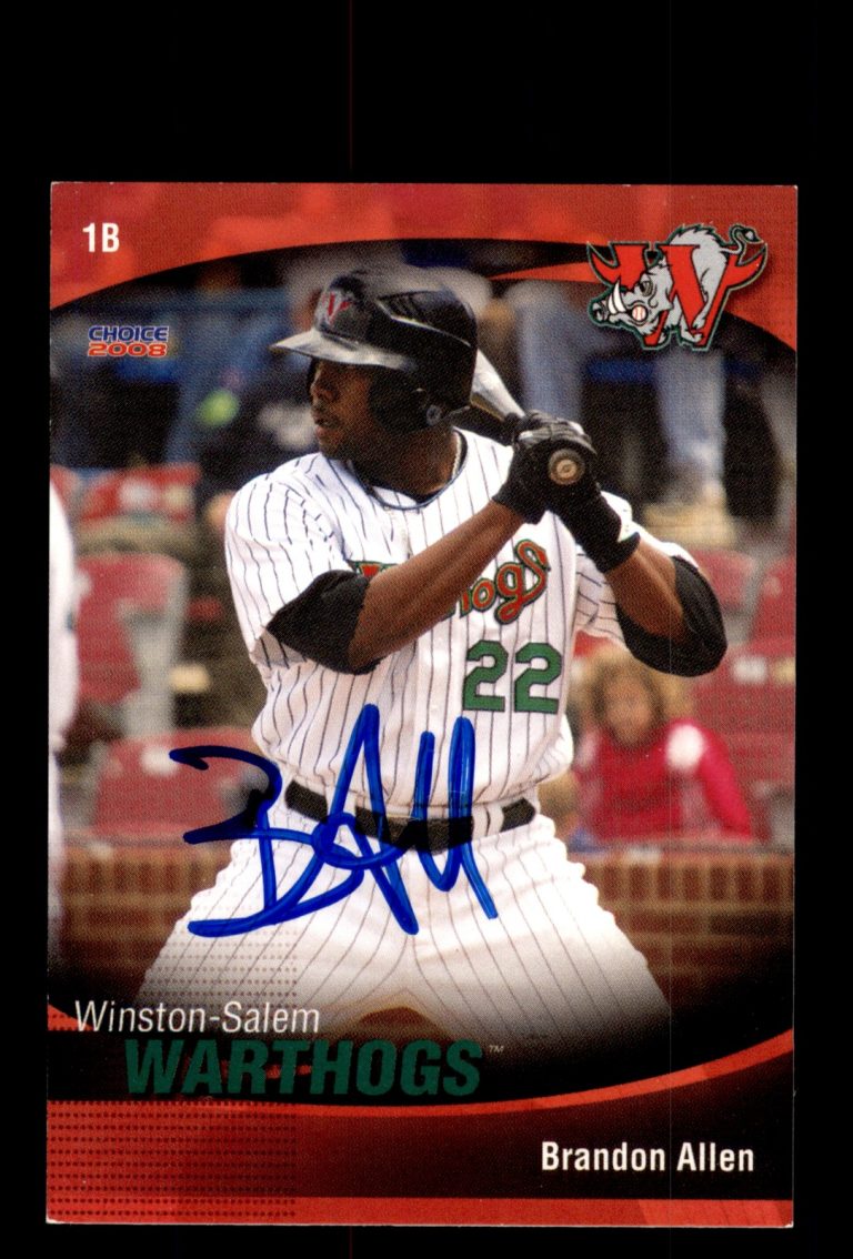 Signed Baseball Card Auto 2008 Choice Winston-Salem Warthogs #1 Brandon Allen