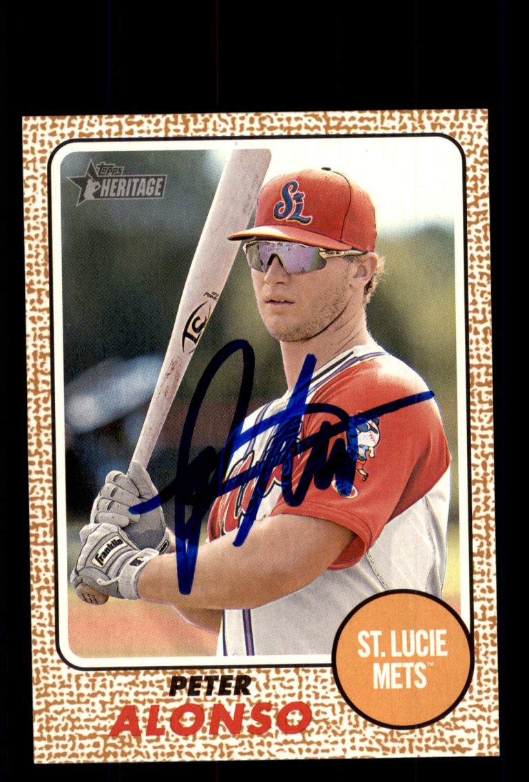 Signed Baseball Card Auto 2017 Topps Heritage Minor #66 Pete Alonso Mets