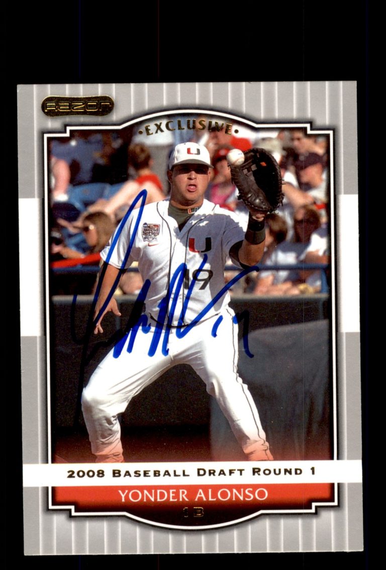 Signed Baseball Card Auto 2008 Razor #7 Yonder Alonso Miami Reds