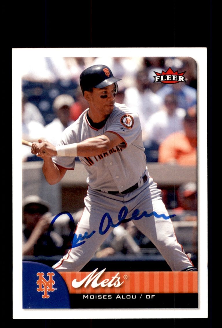 Signed Baseball Card Auto 2007 Fleer #72 Moises Alou New York Mets