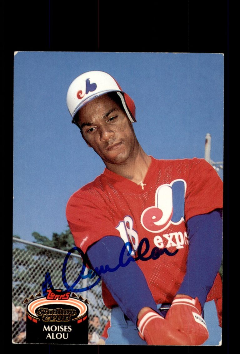 Signed Baseball Card Auto 1992 Stadium Club #519 Moises Alou Montreal Expos
