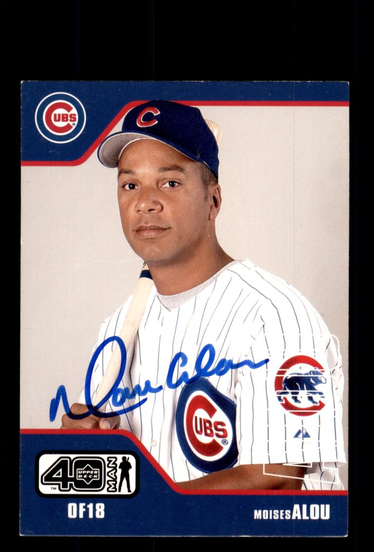 Signed Baseball Card Auto 2002 Upper Deck 40-Man #623 Moises Alou Chicago Cubs