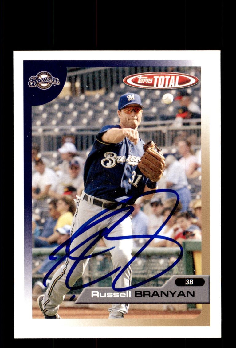 Signed Baseball Card Auto 2005 Topps Total #377 Russell Branyan Brewers