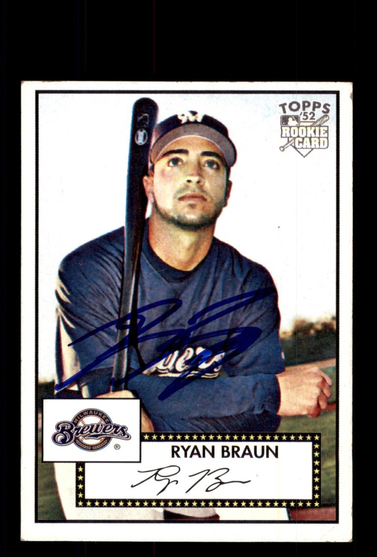 Signed Baseball Card Auto 2007 Topps 52 Rookies #20 Ryan Braun Brewers