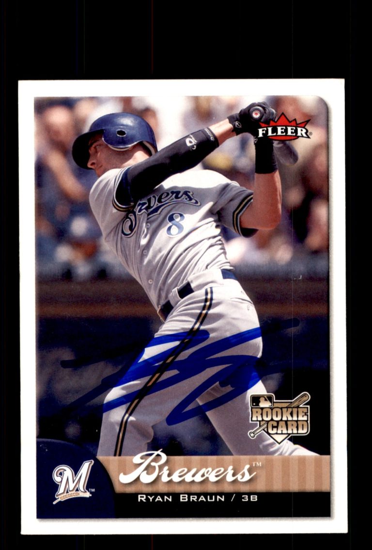Signed Baseball Card Auto 2007 Fleer #418 Ryan Braun Milwaukee Brewers