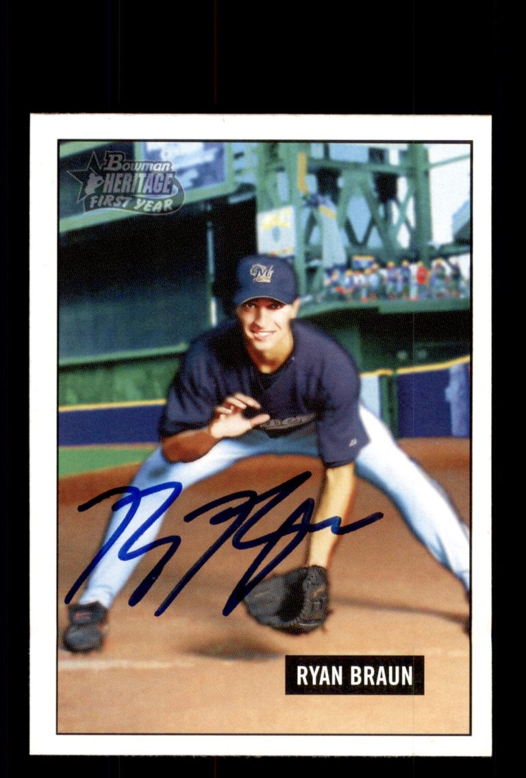 Signed Baseball Card Auto 2005 Bowman Heritage #341 Ryan Braun Milwaukee Brewers