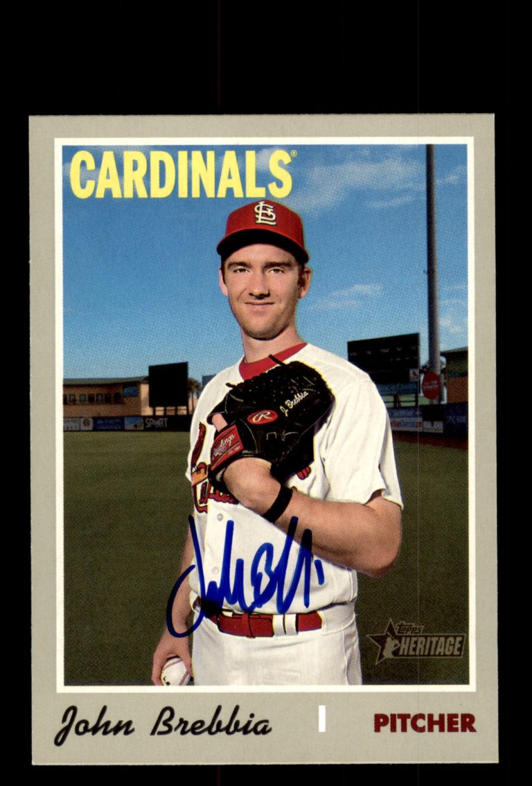Signed Baseball Card Auto 2019 Topps Heritage #583 John Brebbia Cardinals