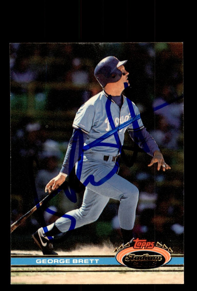 Signed Baseball Card Auto 1991 Stadium Club #159 George Brett Kansas City Royals