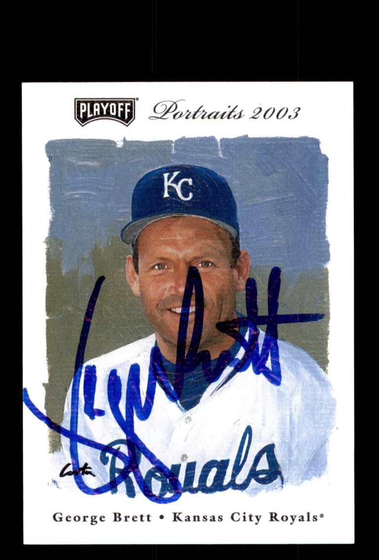 Signed Baseball Card Auto 2003 Playoff Portraits #91 George Brett KC Royals
